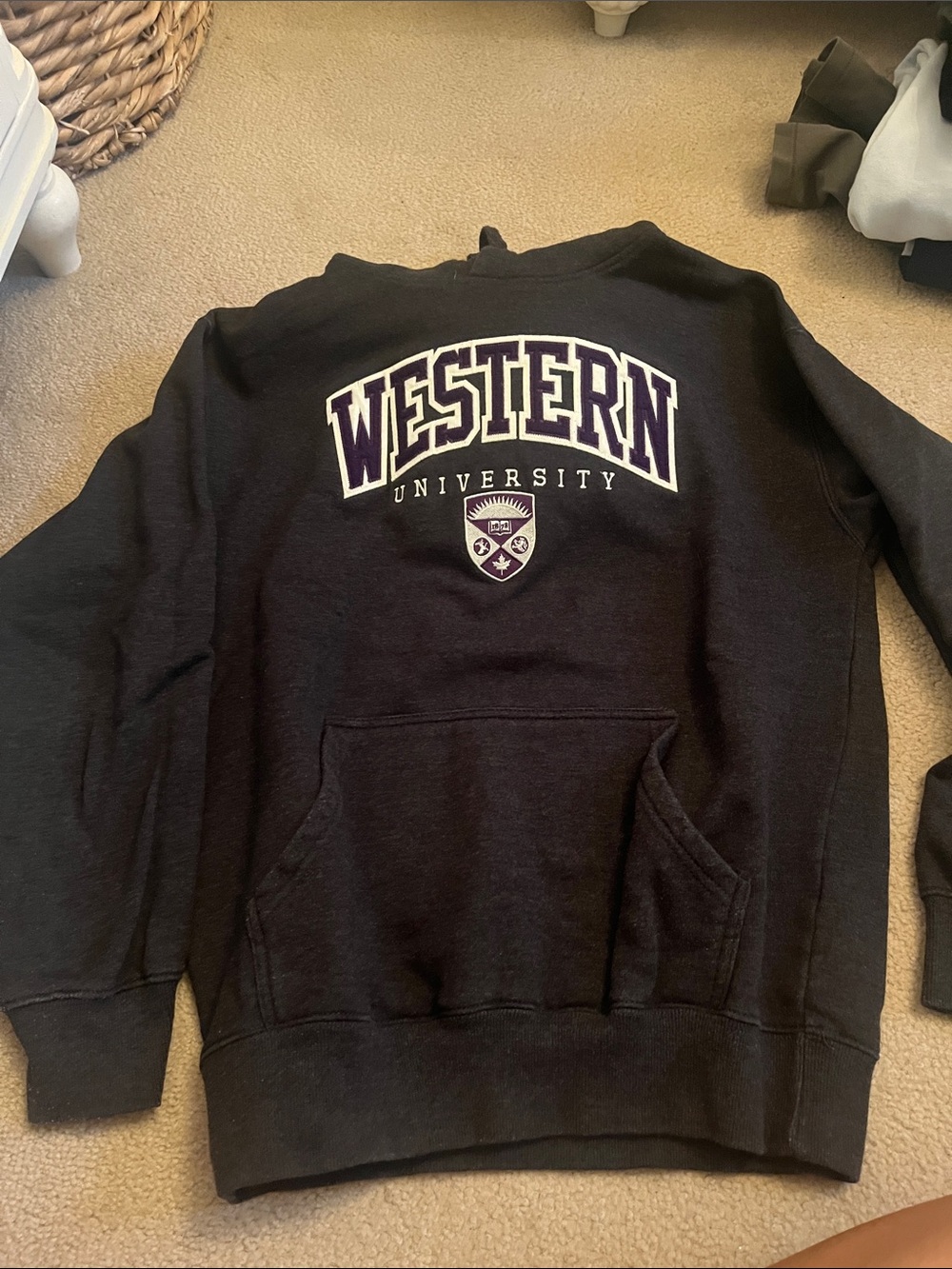 Western University Black Pullover Hoodie Sweatshirt